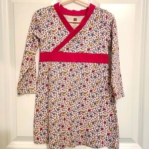 Tea Collection Girls Floral Faux Wrap Long Sleeve Dress, Size 3